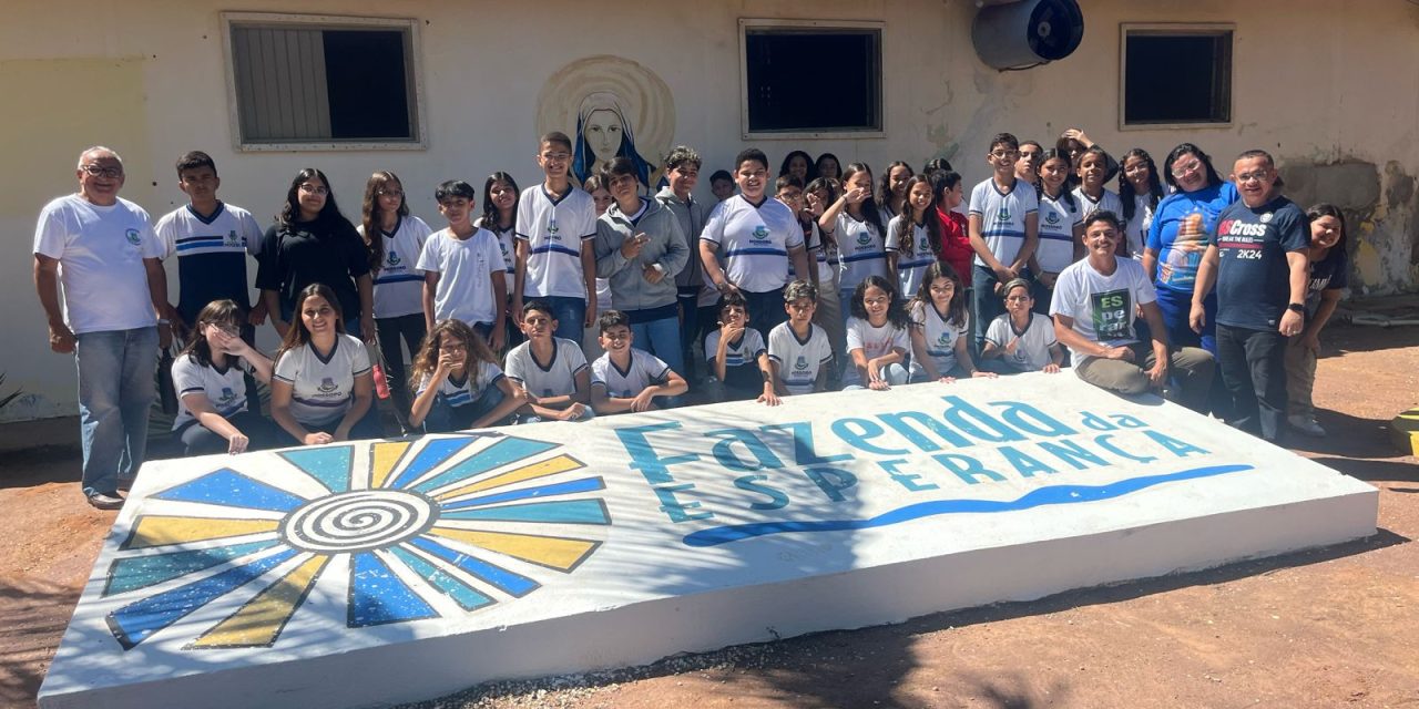Em Serra do Mel (RN), alunos visitam a Fazenda da Esperança e fazem doação de alimentos e itens de higiene